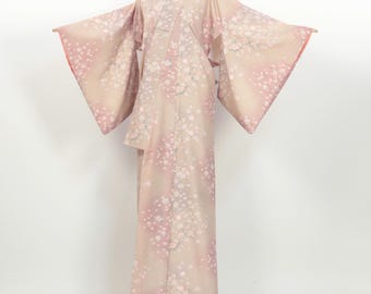 Kimono / Soft Pink Komon Kimono with Plum & Cherry Petals / 2505082