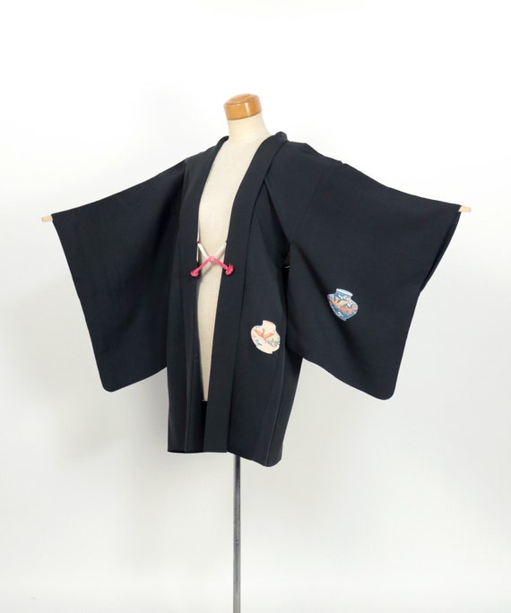 Kimono / Japanese Elegant Black "Eba-Haori" Jacke… - image 3