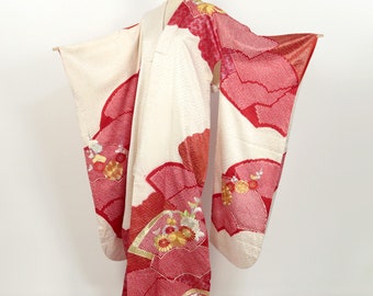 Kimono / Elegant And Cute Japanese Vintage Furisode / dress / robe / MS082501