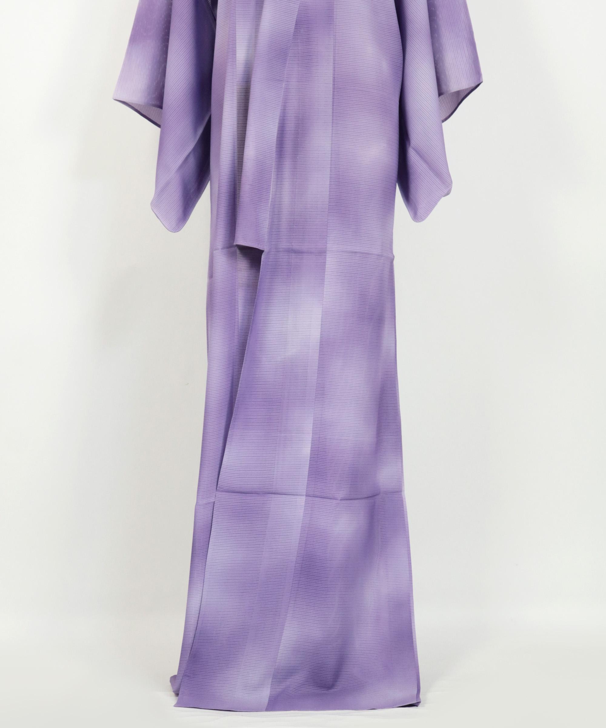 Kimono / Vintage Purple Silk Ro Komon Kimono Summer Wear Japan