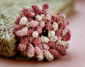 Shell pink crochet flower brooch,  accessory