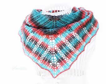 Xale de malha de lã merino feito à mão: cachecol de renda grande