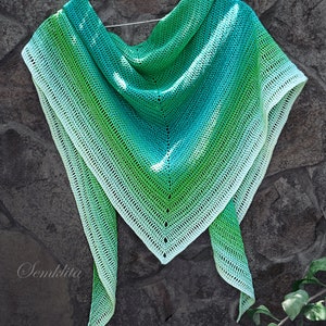 Gehaakte omslagdoek, gebreide driehoekige omslagdoek, katoenen omslagdoek, mint omslagdoek, cadeau voor vrouwen, handgebreide sjaal, handgemaakte gehaakte omslagdoek