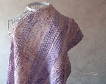 Xale de renda tricotado à mão: envoltório triangular de lã merino extrafina