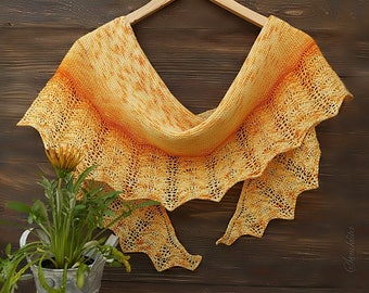 Knitted shawl, lace shawl, extra fine merino wool shawl, semi circle shawl, orange shawl, gift for her, women accessory, hand knit scarf