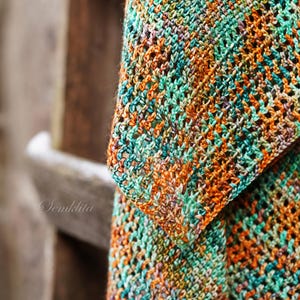 Triangular blue brown knitted extra fine merino wool shawl wiht mohair, gift for her, women accessory