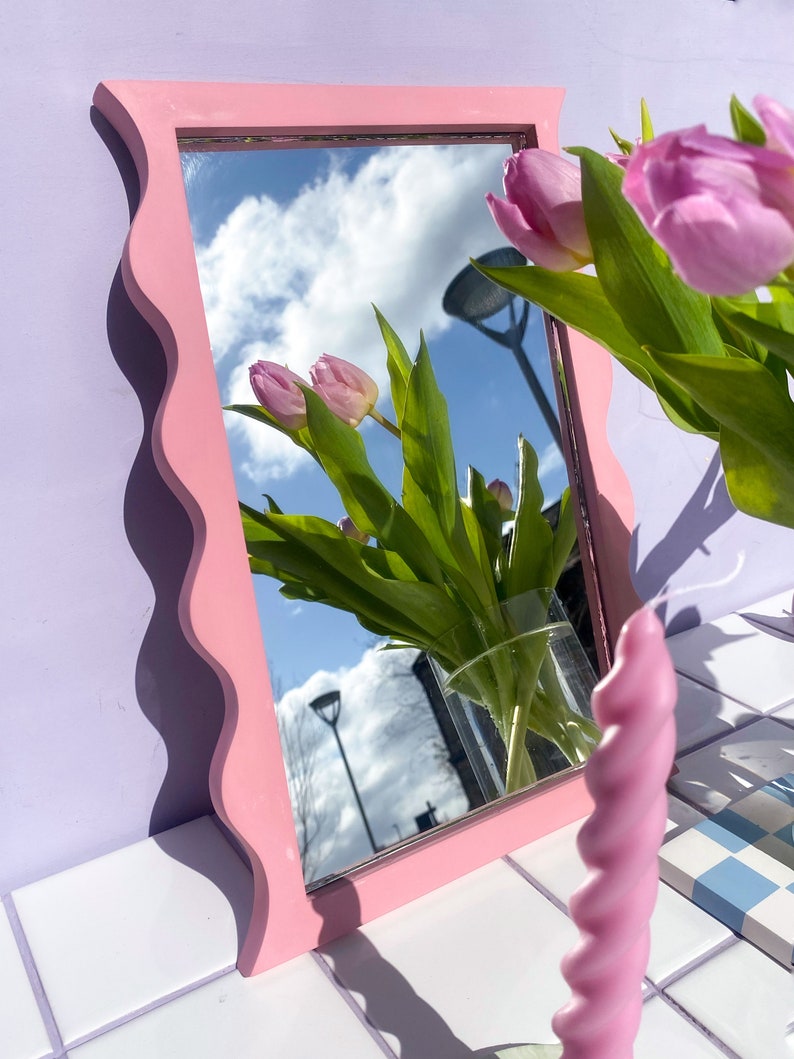 Wavy Mirror Rectangle Retro Mirror Wall Hanging Bedroom Etsy Australia