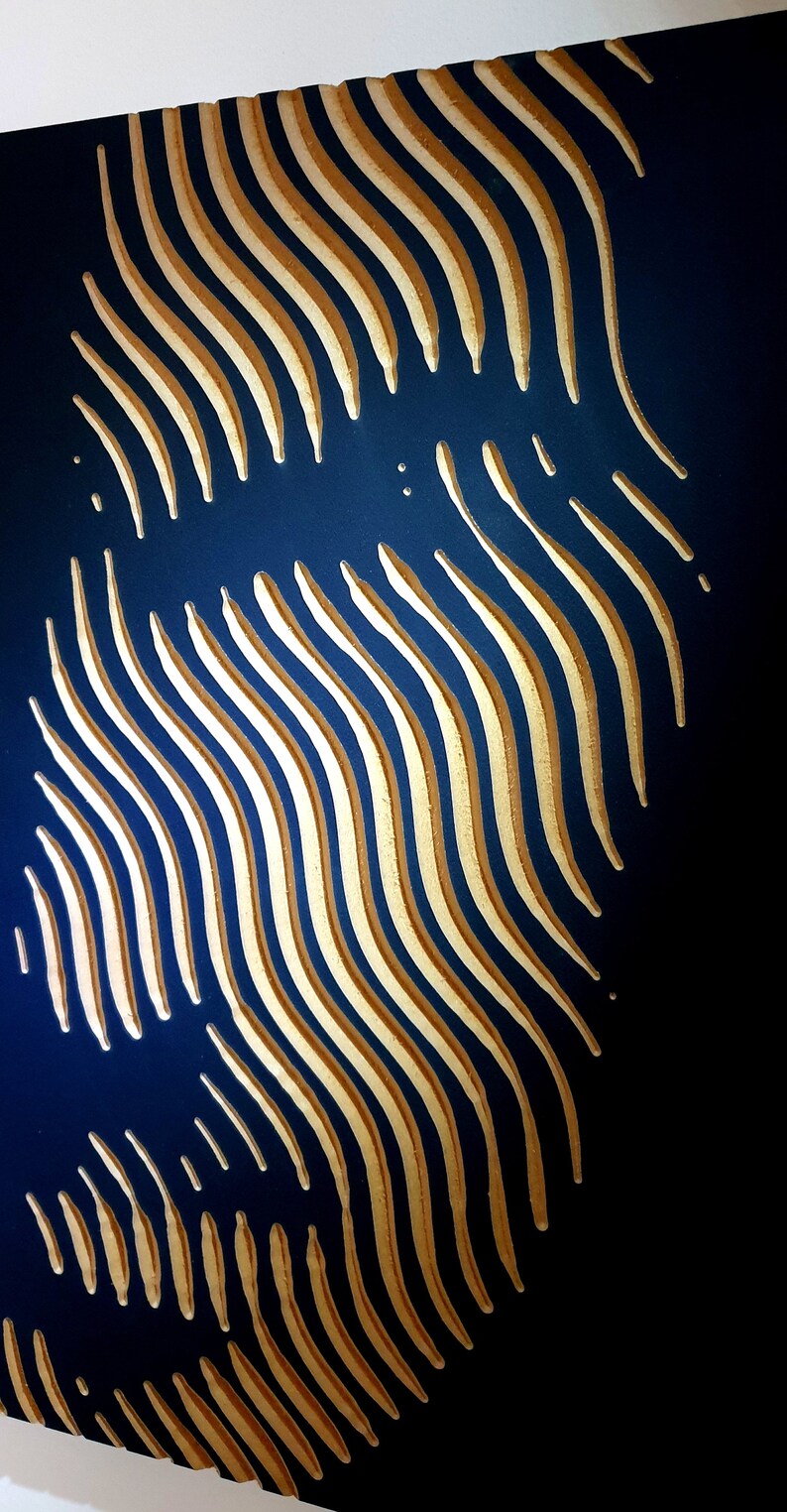 Michael V Grooved Lines Abstract Wall Hanging. Etsy