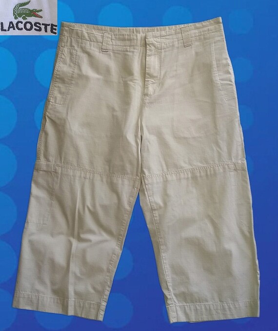 Vintage Lacoste Three Quarter Pants Beige Trousers W36 37 Casual