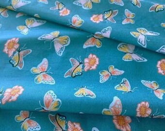 Cotton LAWN Aflutter, Organic Fabric from the Vintage 74 collection designed by Monaluna, 57-58" wide, featuring butterflies