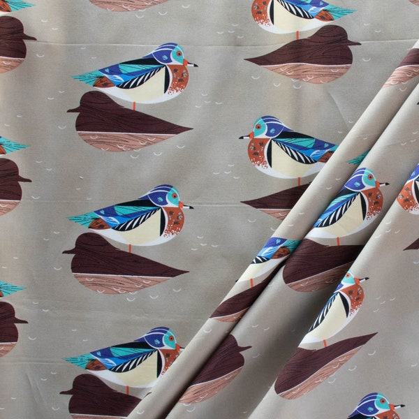 Wood Duck by Charley Harper, Organic Quilting Weight Cotton, Lakehouse Volume 3 by Birch Fabrics, fat quarters and yardage