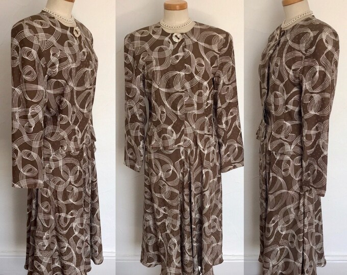 Vintage 1980s Silk Power Suit Peplum Jacket Stunning Unworn 80s Maggy London