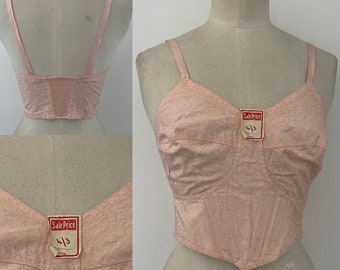 Vintage 1940s Bra Waist Trainer Corset Foundation Garment Reinforced Boned Seams Utility Labeled Stunning 34” New Old