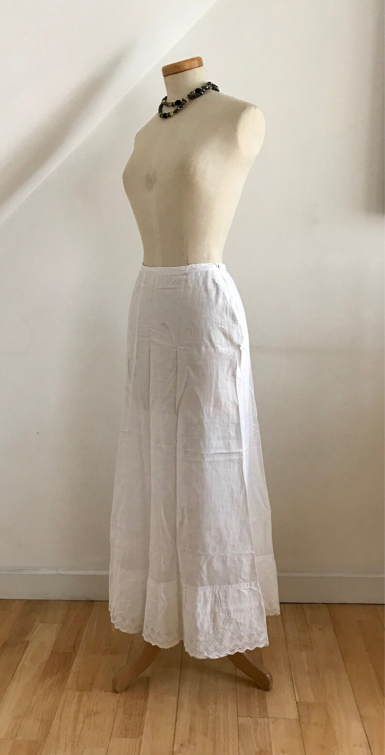 Victorian Petticoat Linen Lace Red Cross Issue Bustle Underskirt Heirloom Gothic Beauty