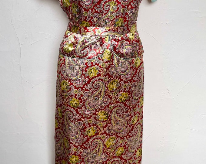 WOW 1950s Dress Peplum Sheath Pencil Wiggle Slip Unworn Cocktail Gown 50s Pinup