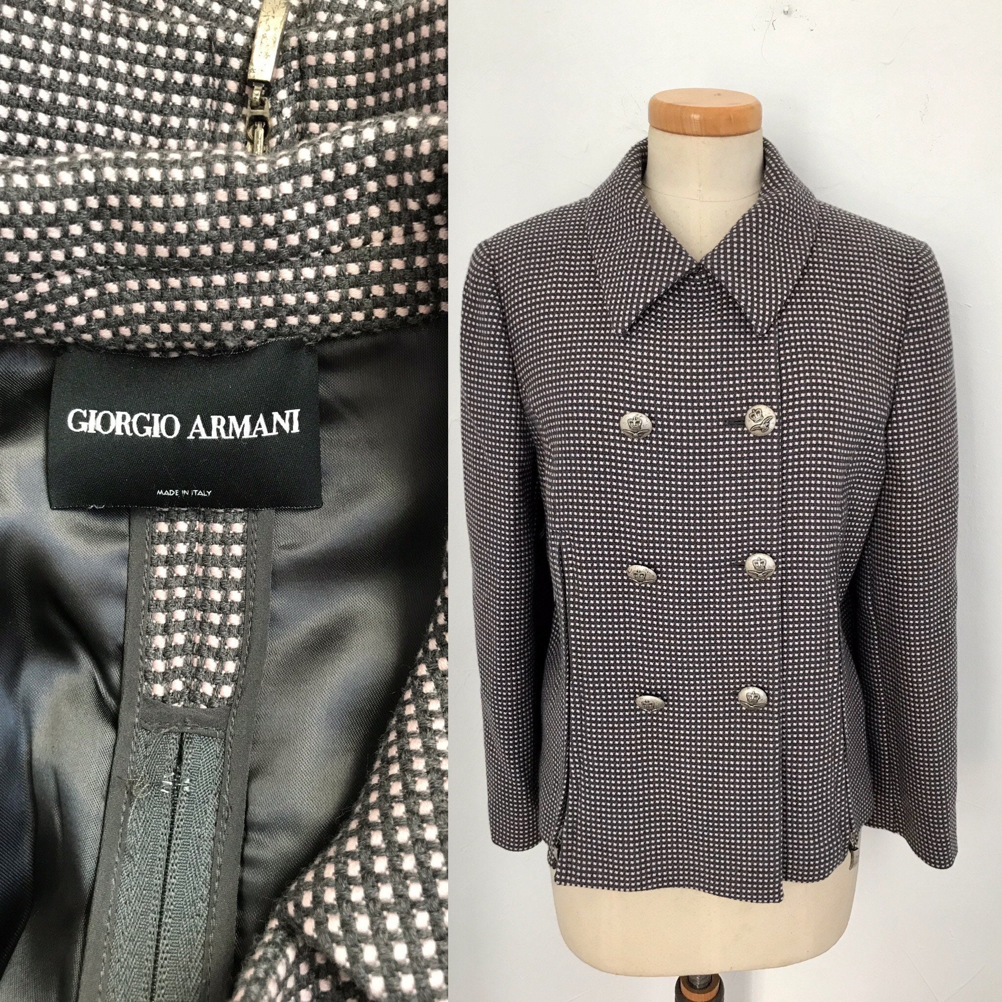 Vintage Armani Black Military Jacket (S)