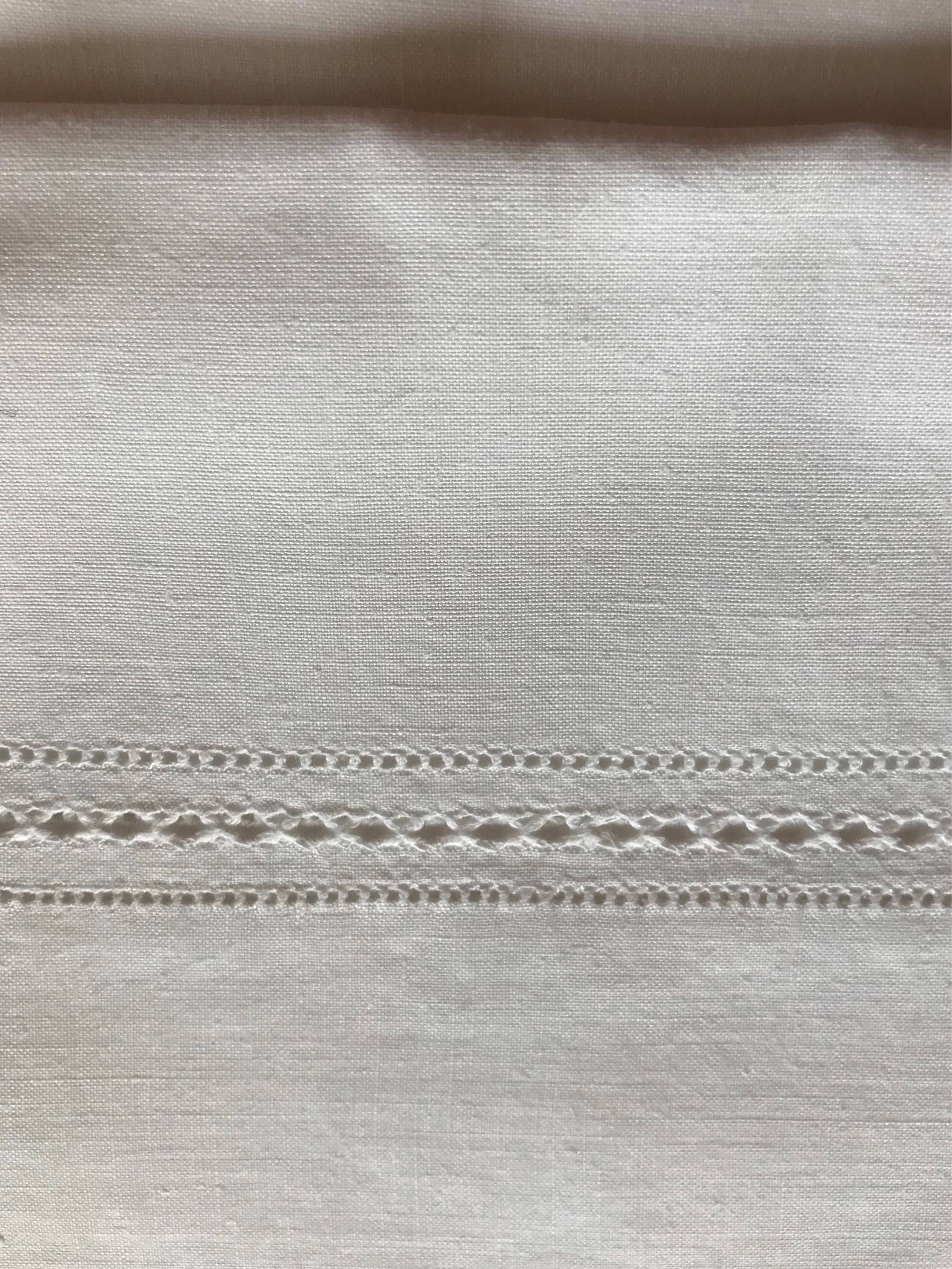 Antique Bed Linen Metis Double Sheet Vintage Ladderwork Header Turn Back