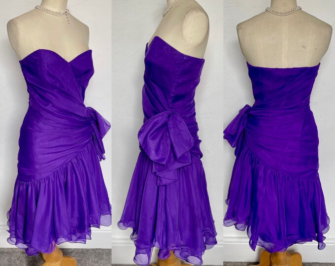 Vintage 1980s Magenta Evening Dress by Frank Usher Gorgeous Glam 80s