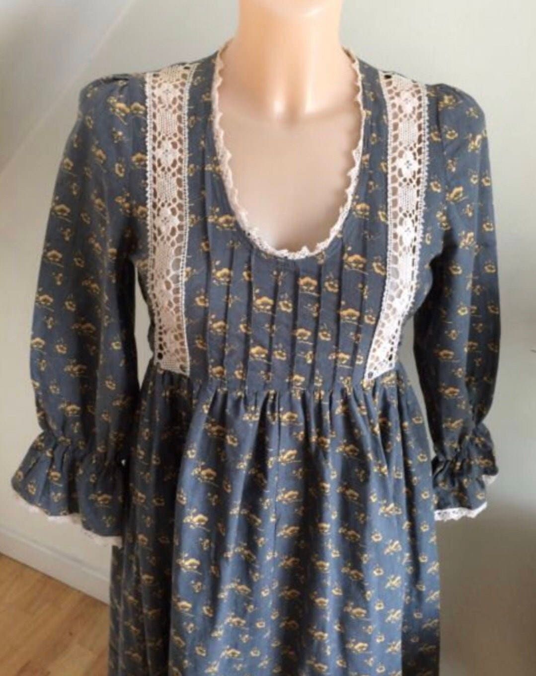 Vintage Laura Ashley Prairie Dress Cherry Blossom Print and Hand Made