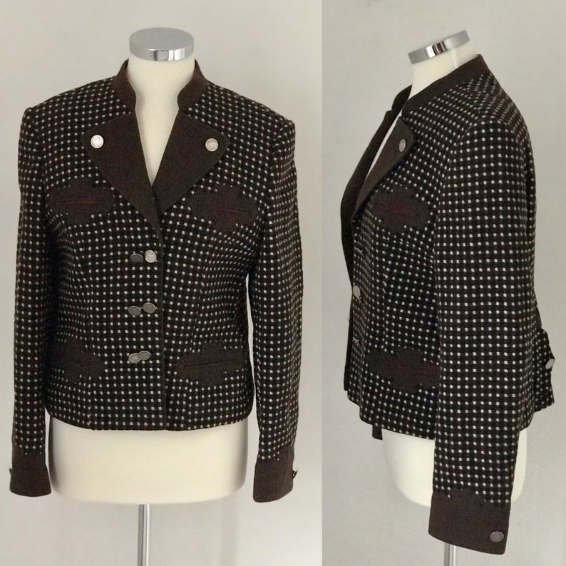 Vintage 1950s Tirol Jacket Silver Schilling Buttons Traditional 50s Austrian Bavarian Alpine Dirndl UK 16