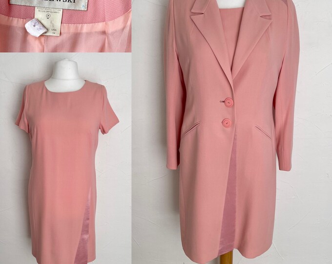 Stunning Salmon Pink Day Dress & Matching Coat Tomasz Starzewski Angora Jersey
