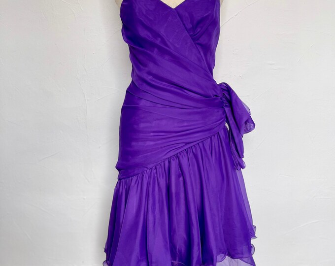 Vintage 1980s Magenta Evening Dress by Frank Usher Gorgeous Glam 80s