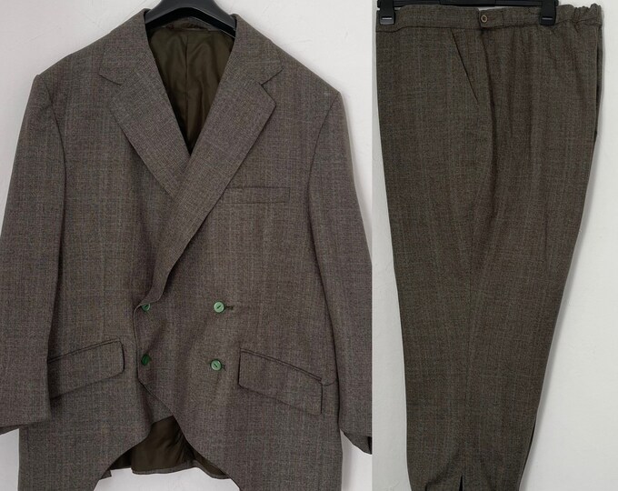 Vintage Bespoke Shooting Suit English Tweed Breeks Plus Fours Double Breasted Vintage Shooting Jacket 52” Chest XXXLG