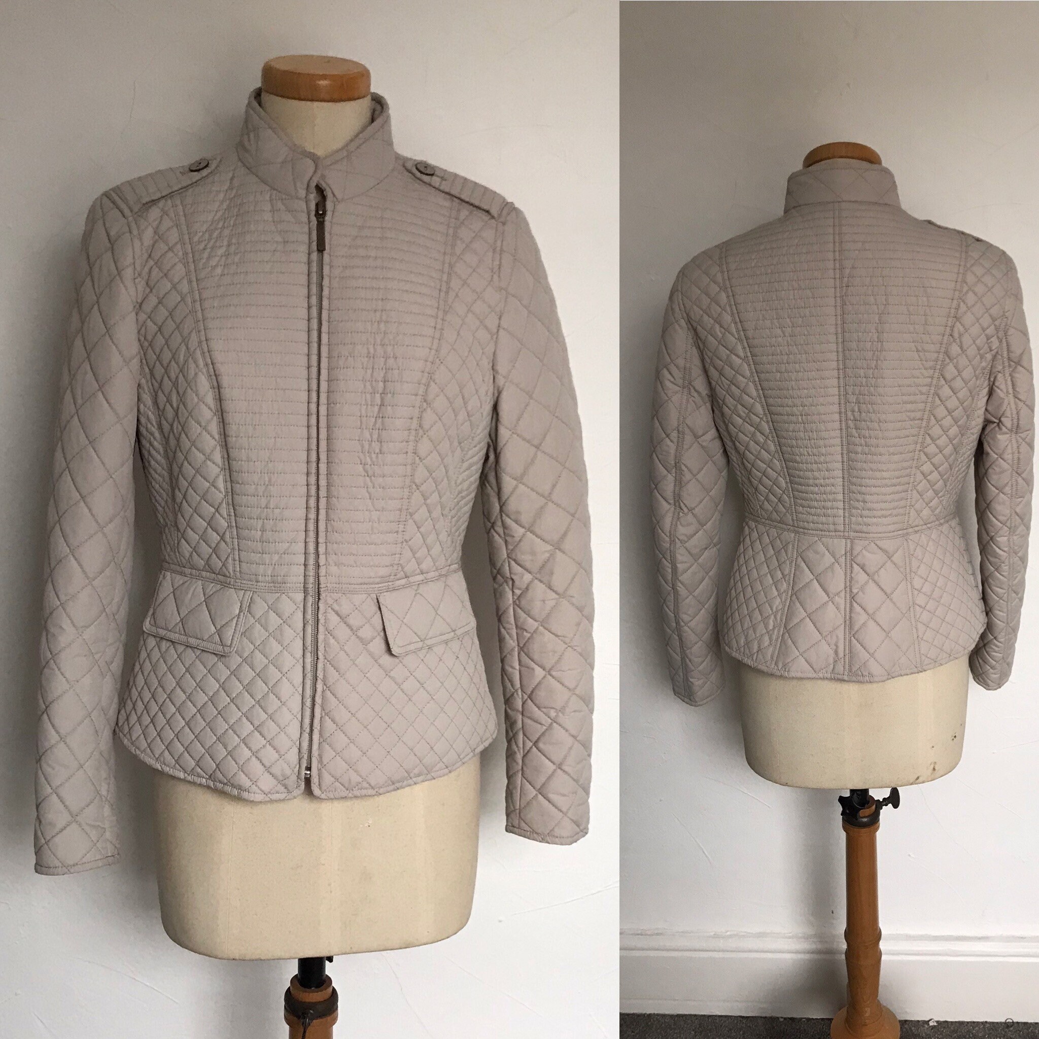 Image of Ex Boutique Stock Padded Pea Coat Showerproof Quilted Warm Winter Jacket Unworn