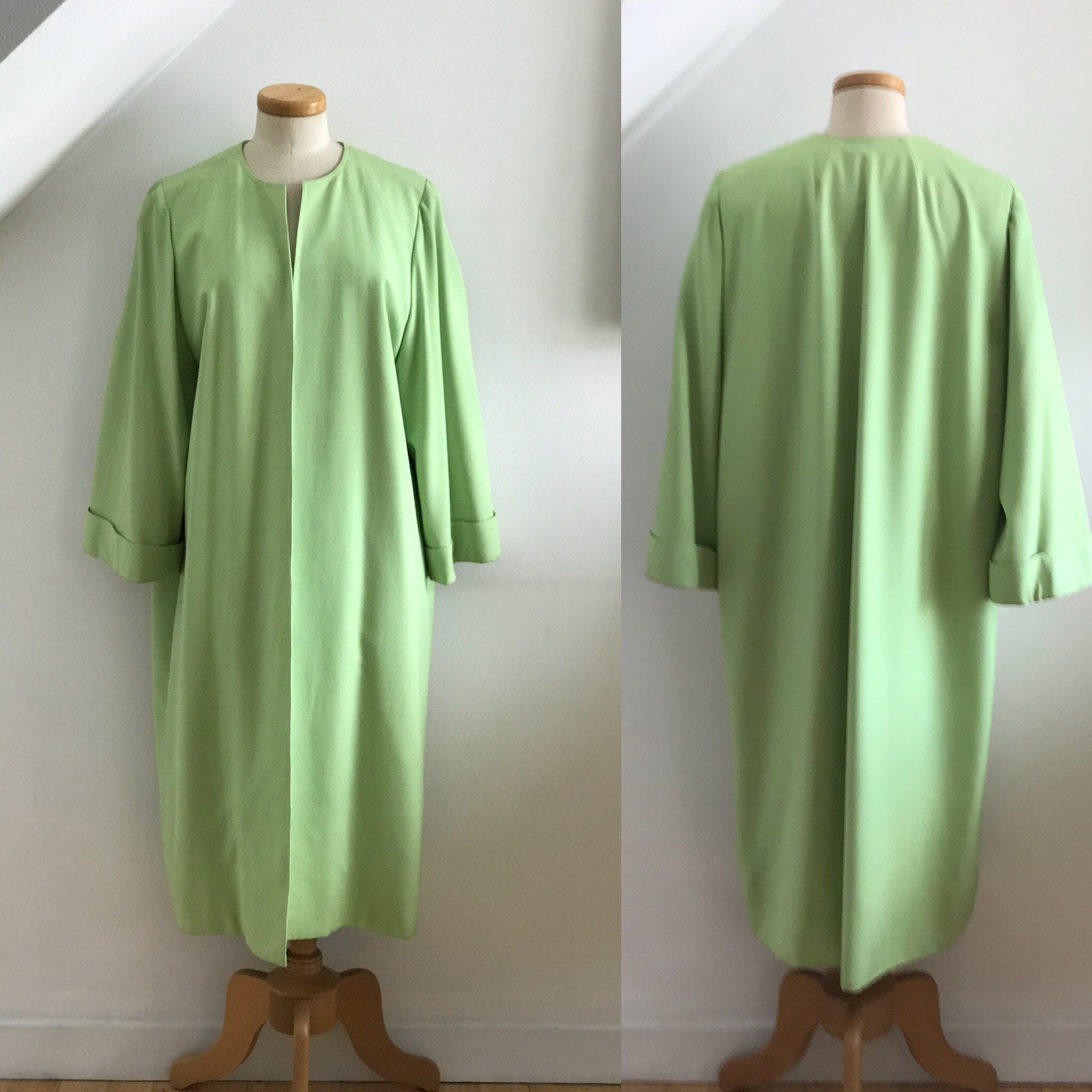 Vintage 1950s Duster Coat Pure Linen Swing Back Curvy 50s Pinup UK18