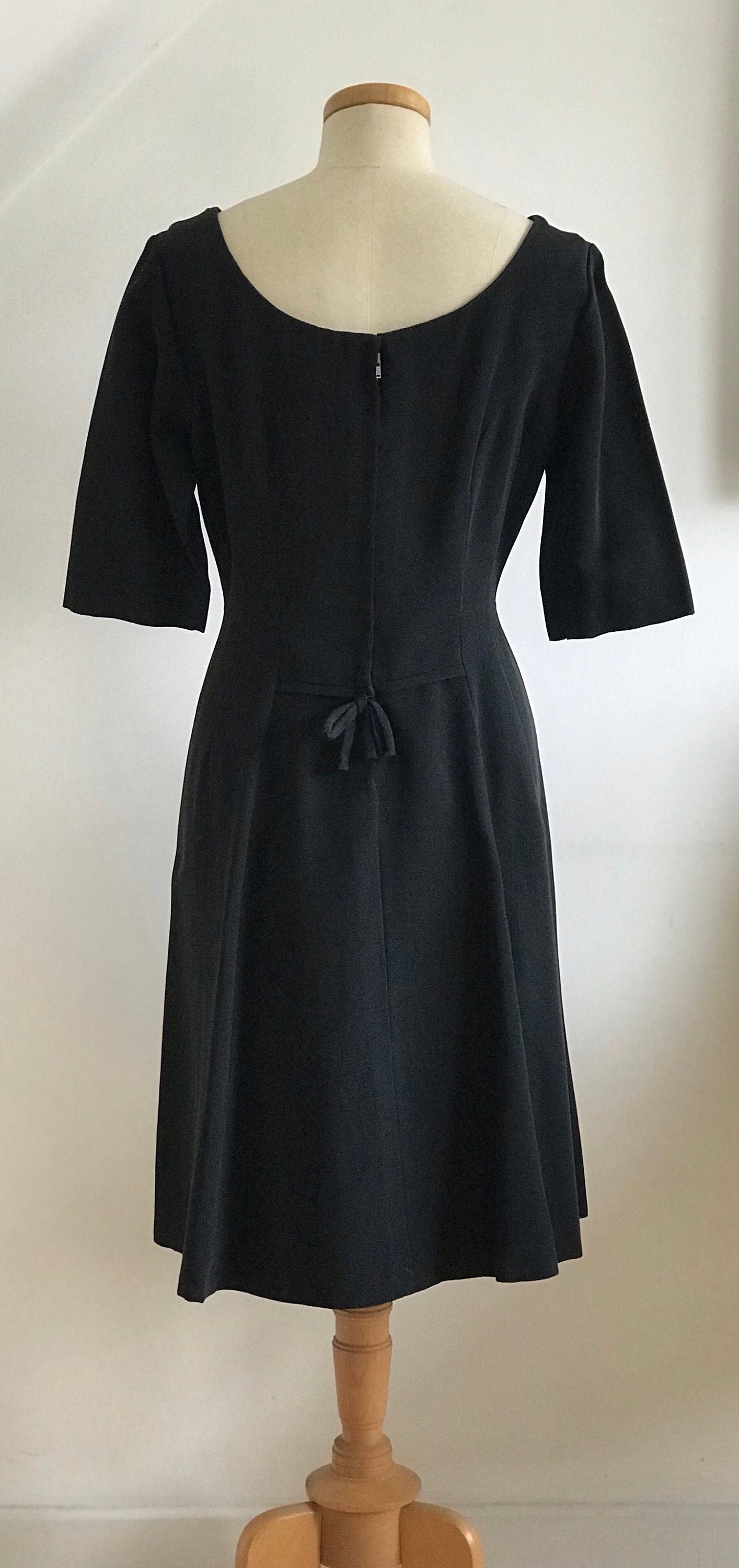 Stunning 1950s Wiggle Dress Black Silk Jet Droplets Fabulously Chic 50s ...