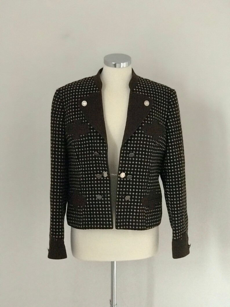 Vintage 1950s Tirol Jacket Silver Schilling Buttons Traditional 50s Austrian Bavarian Alpine Dirndl UK 16