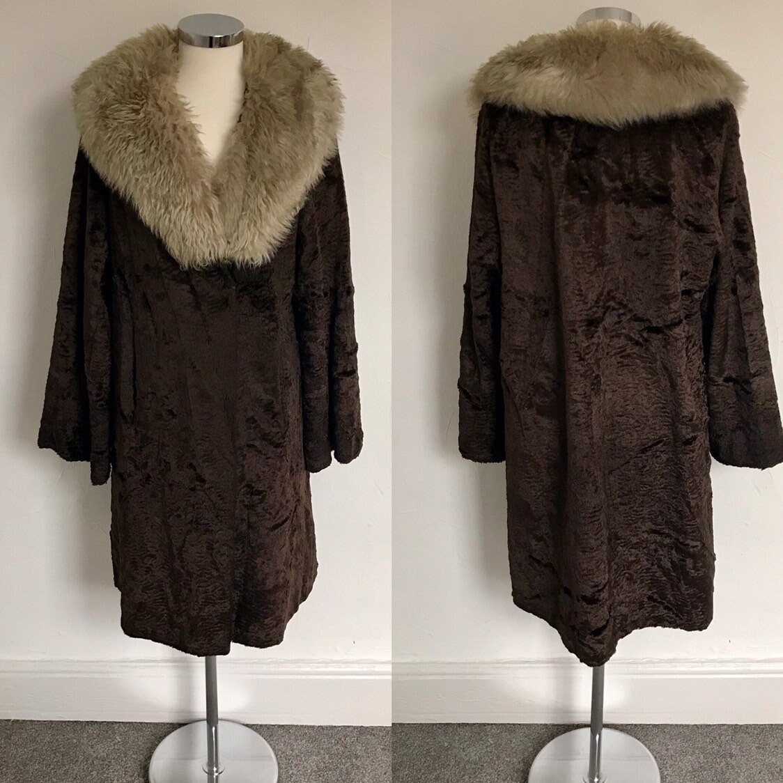 Vintage 1950s Duster Coat Faux Fur Furclean 50s Pinup Swing Back