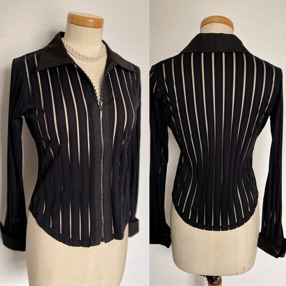 Vintage Peplum Jacket with Diamanté Zip Dagger Col