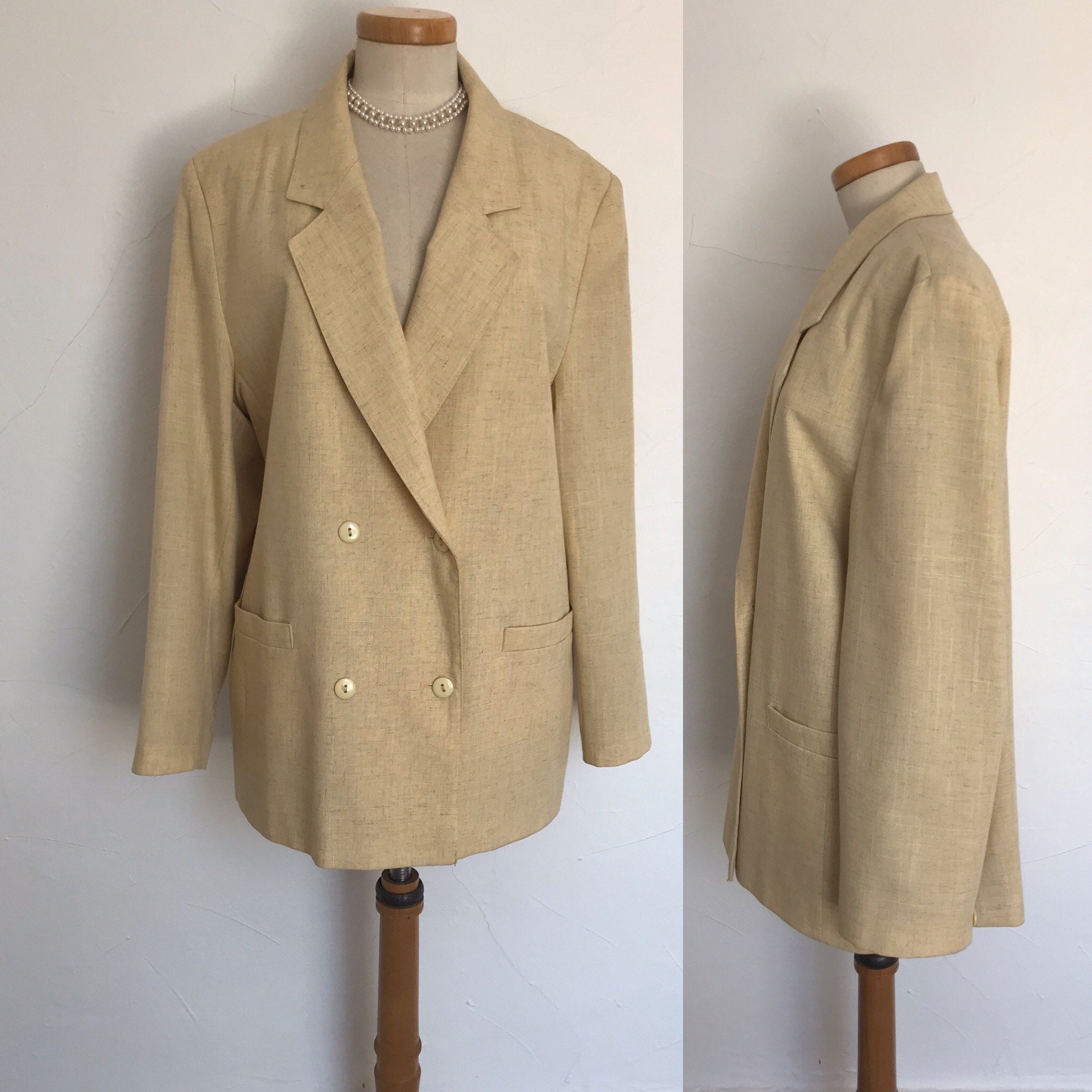 Fabulous 1980s Blazer Vintage Linen Jacket Artigiano Couture Casual ...