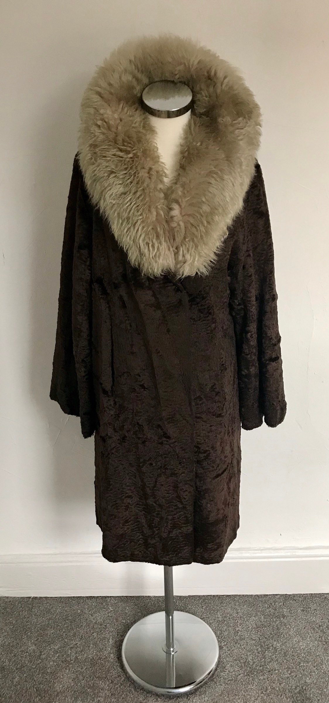 Vintage 1950s Duster Coat Faux Fur Furclean 50s Pinup Swing Back