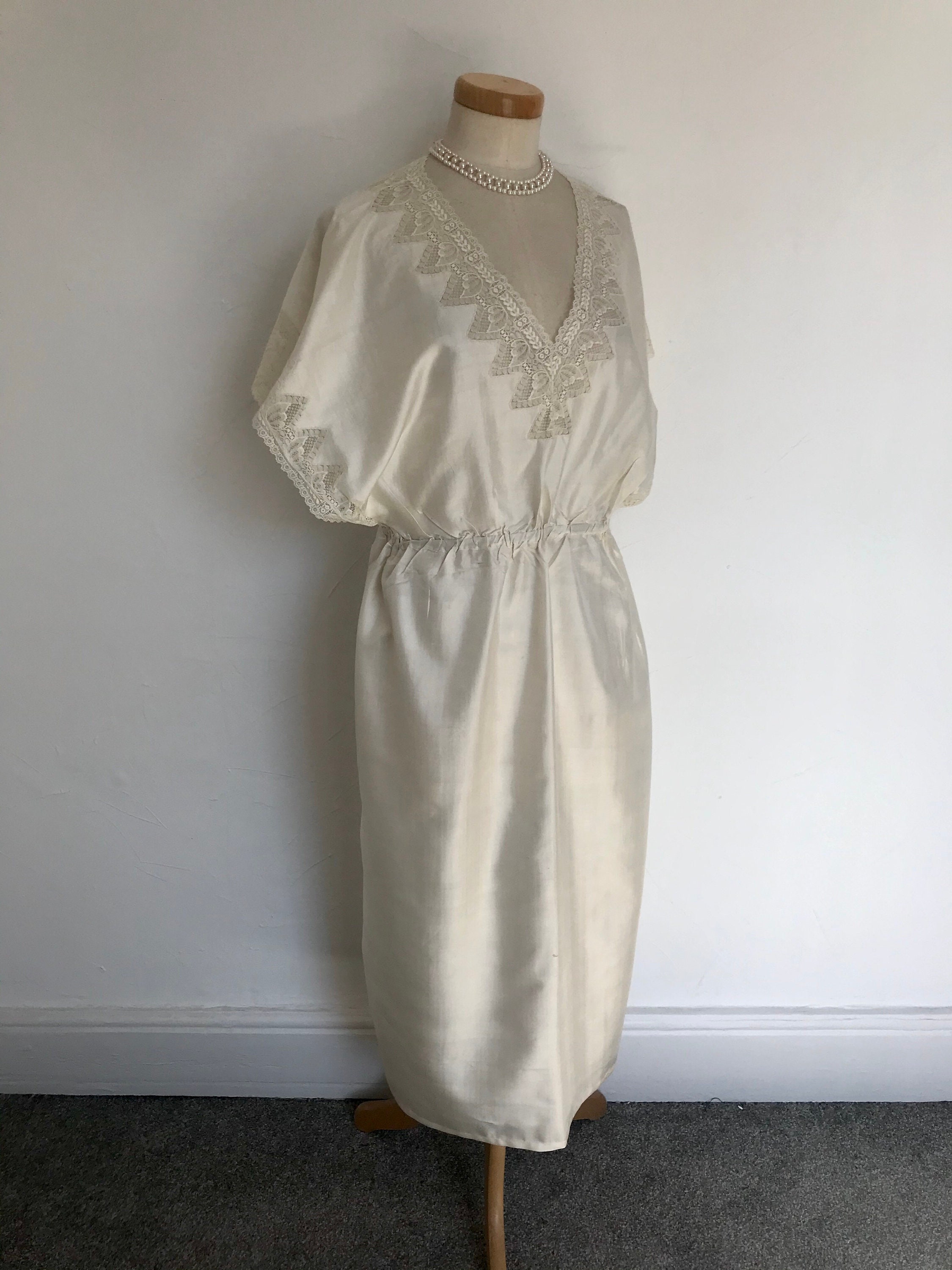 Unworn Vintage Art Deco Sheath Dress 1920s Robe Nightdress French Lace ...