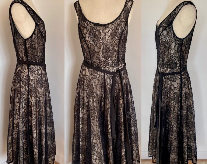Vintage 1950s Black Lace Italian Gown Stunningly Sensual