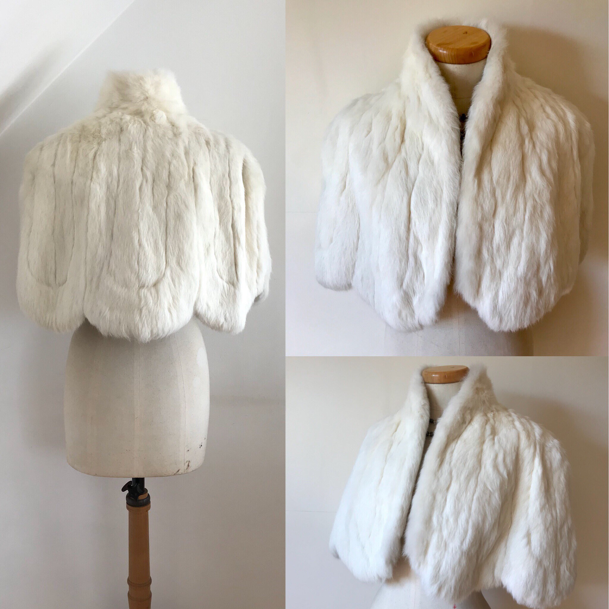 Vintage 1930s White Fur Shoulder Cape Capelet Brides Capelet 30s Art
