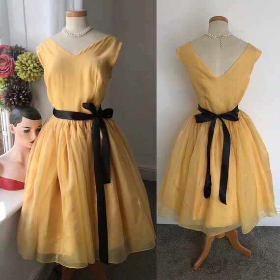 Stunning Vintage 1950s Dress Iridescent Gold Silk