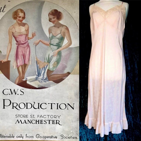 Vintage 1930s Dress Slip Shift Nightdress Petticoa