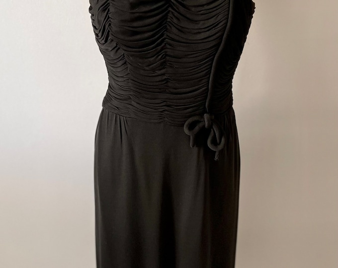 1950s Gown Cocktail Dress Silk Jersey French Designer Stunning Pristine