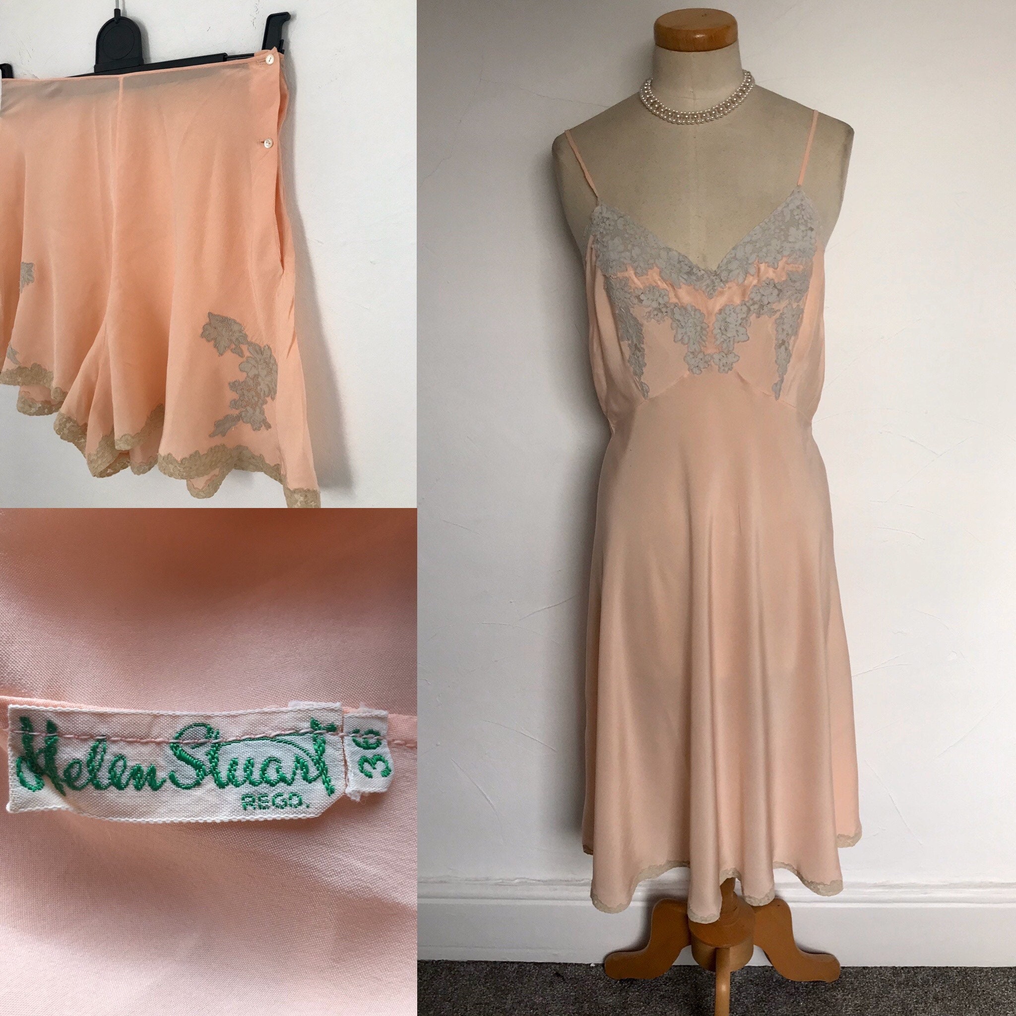 Unworn Vintage 1930s Silk Petticoat & French Knickers Helen Stewart
