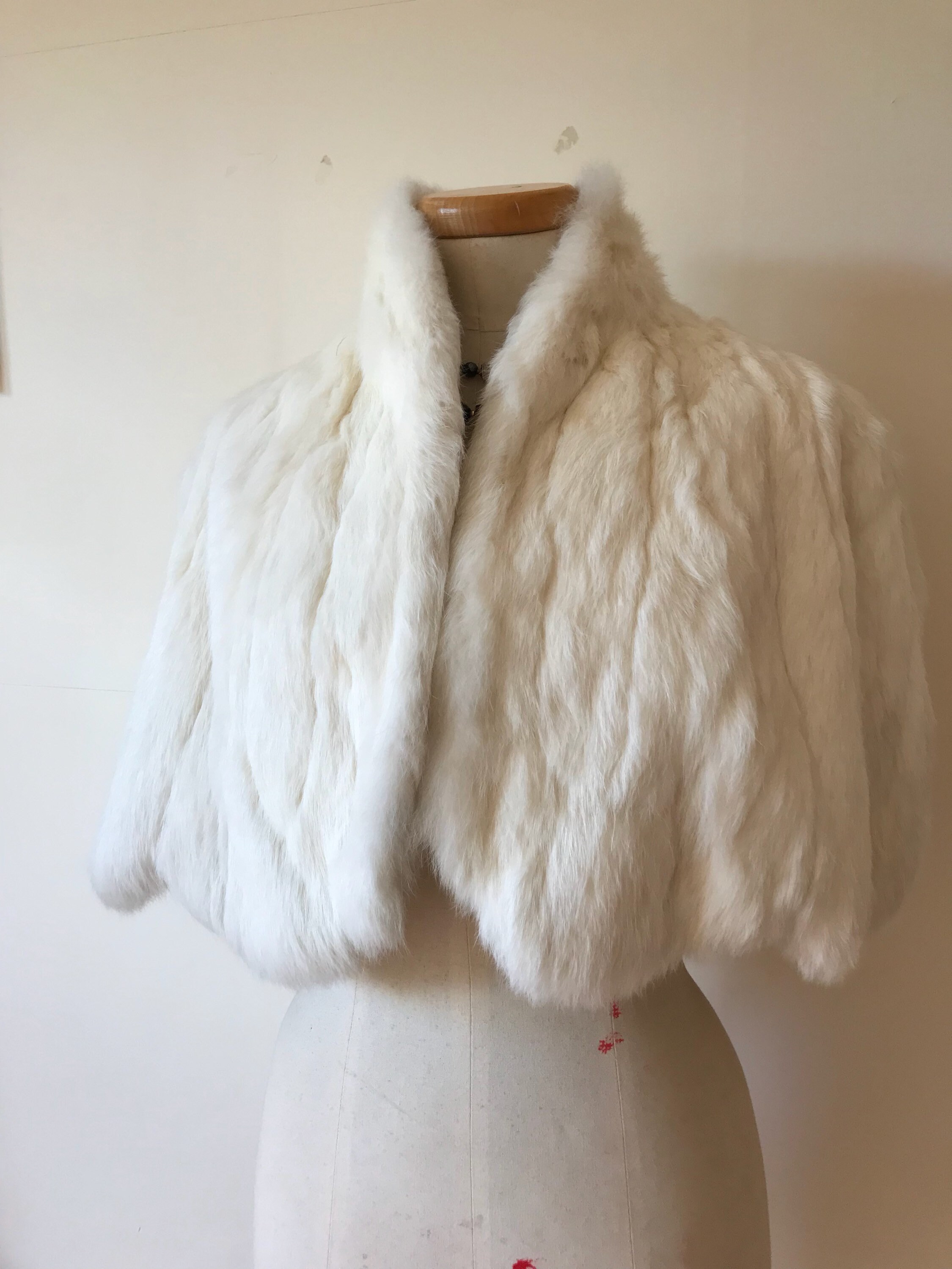 Vintage 1930s White Fur Shoulder Cape Capelet Brides Capelet 30s Art