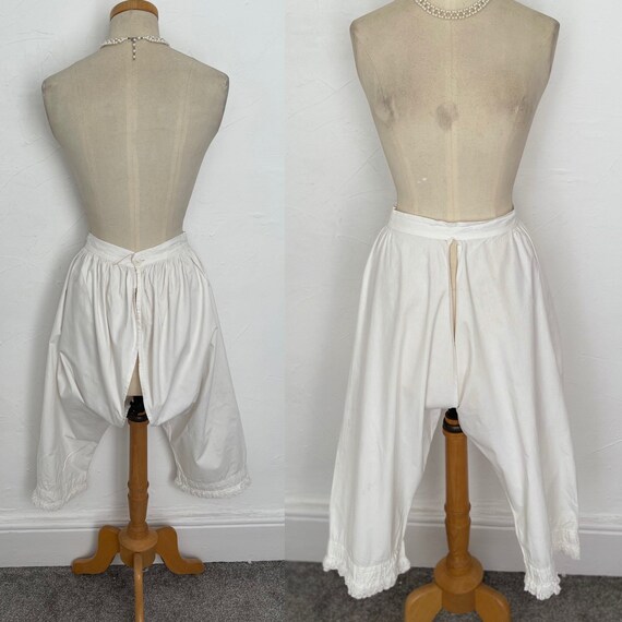 Victorian Linen Bloomers Open Crotch Split Drawers Kn… - Gem