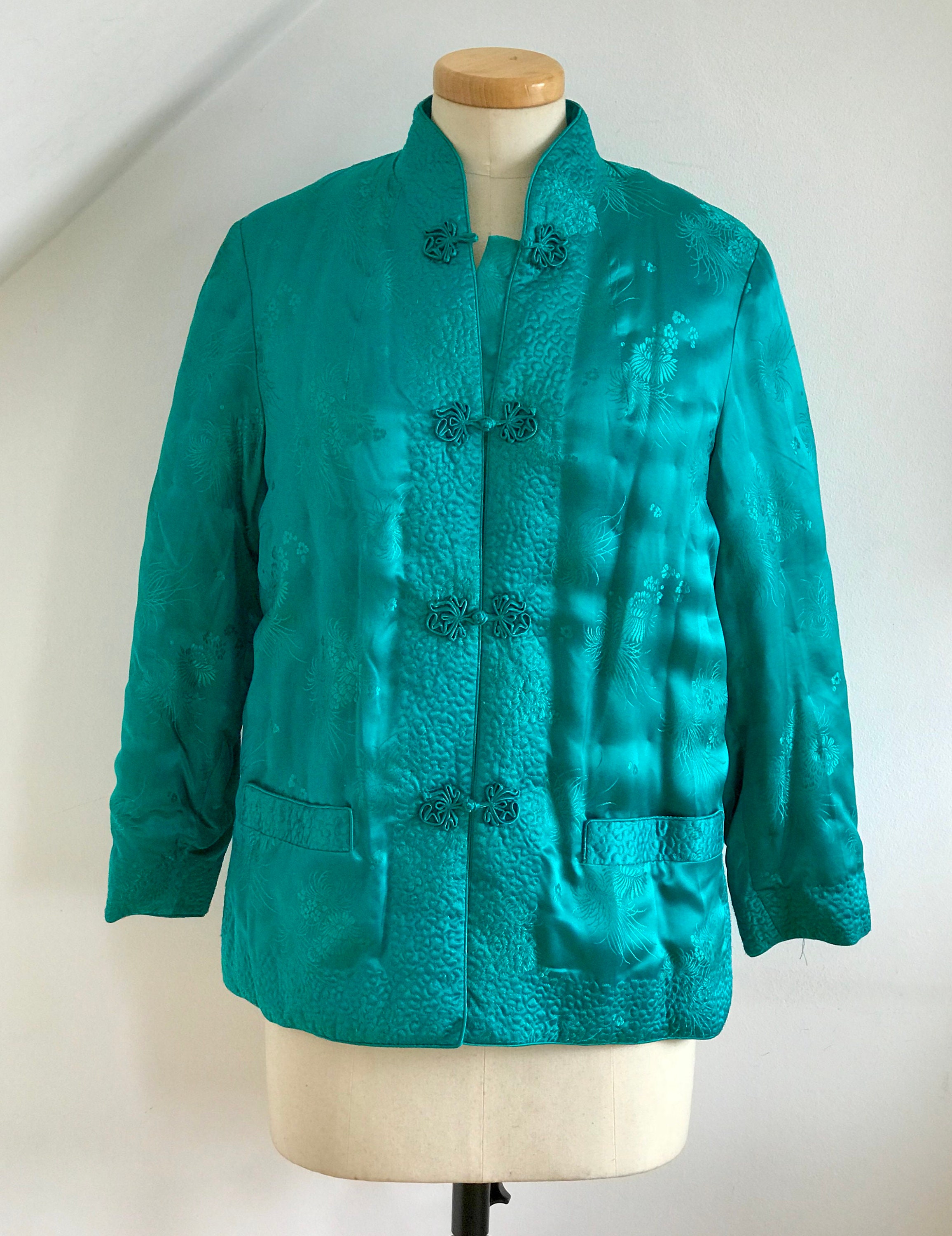 Vintage 1940s Cheongsam Jacket Iridescent Silk Hand Embroidery Chinese ...