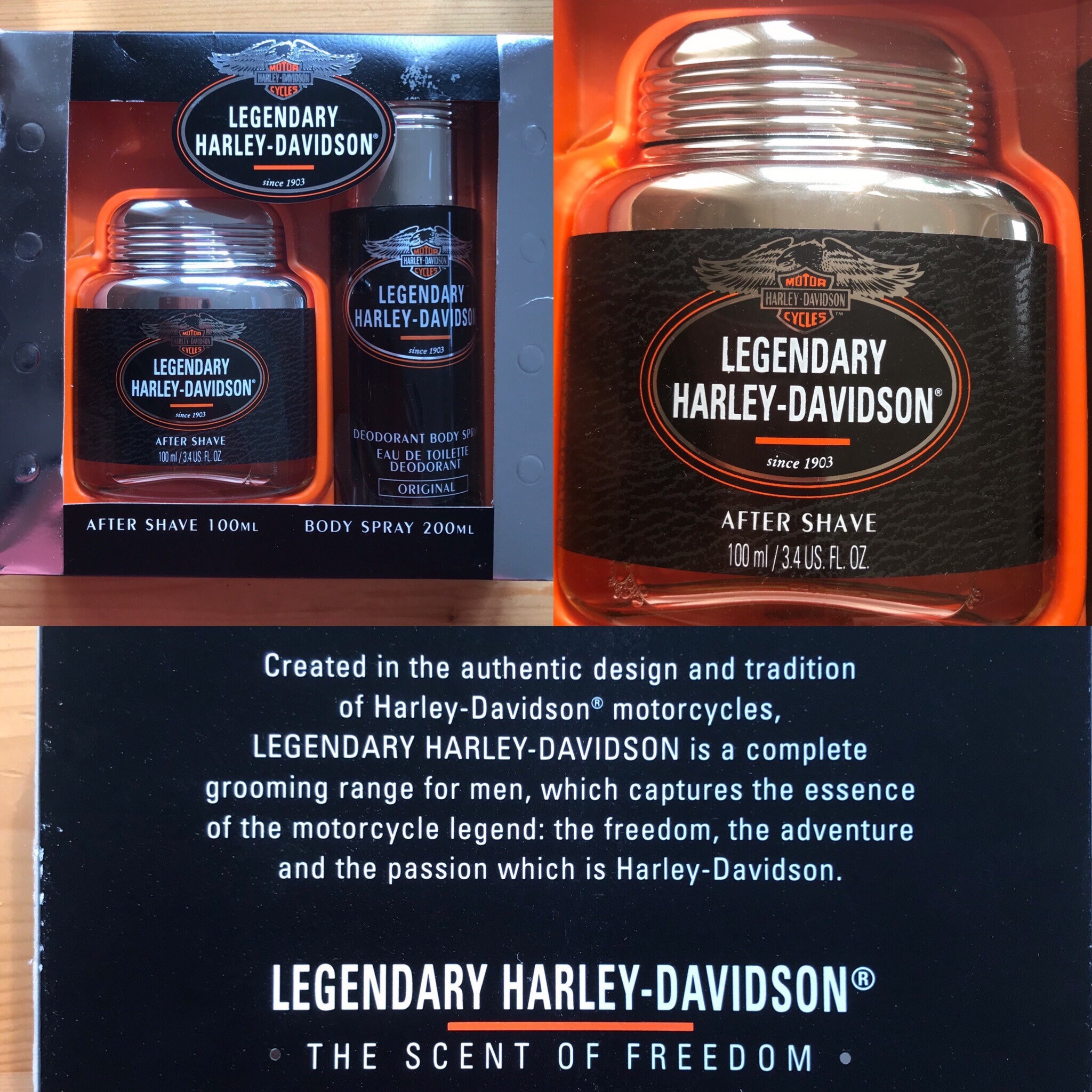 Modtager maskine Autonomi Continental Vintage Legendary Harley Davidson Aftershave Gift Set Cologne Body Spray  Unused Boxed Retro