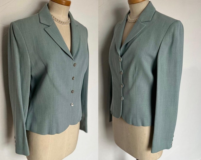 Vintage 1940s Style Fitted Jacket Worsted Wool WWII Fashion