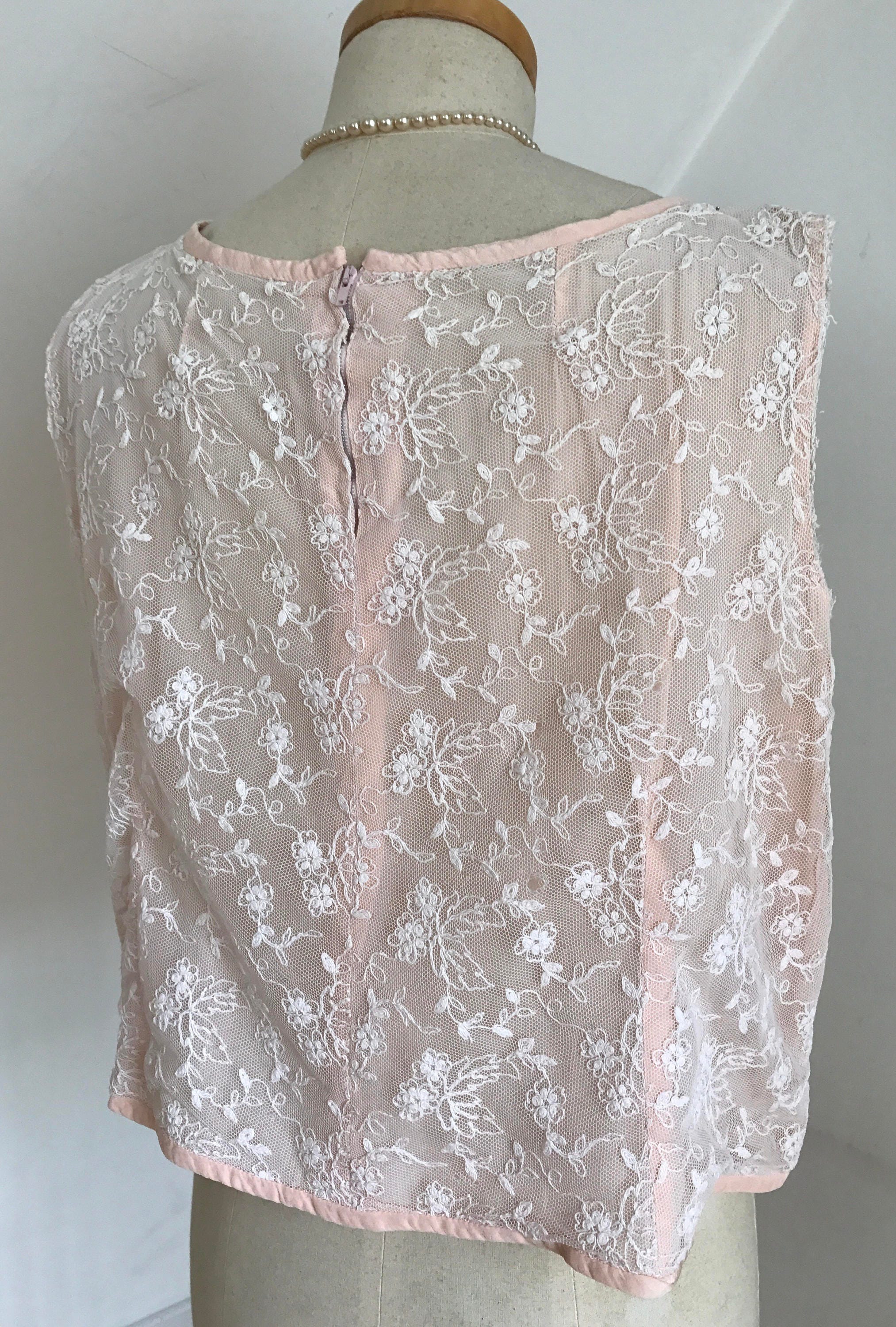 Original Vintage 1920s Crop Top Art Deco Pink Silk Cream Lace 20s Paris ...