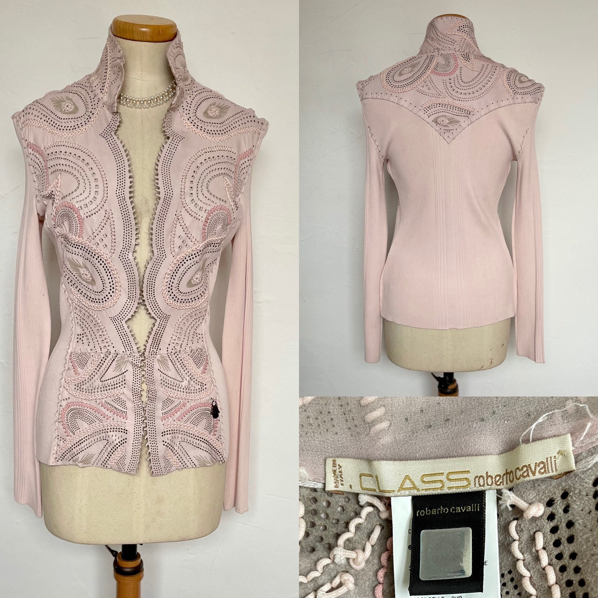 Image of Italian Nappa Leather Jacket Gilet Waistcoat Roberto Cavalli Class Unworn