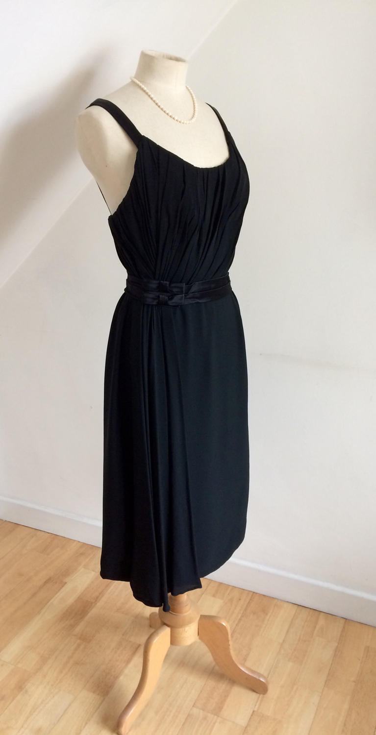 1940s Black Cocktail Dress with Chiffon Bust